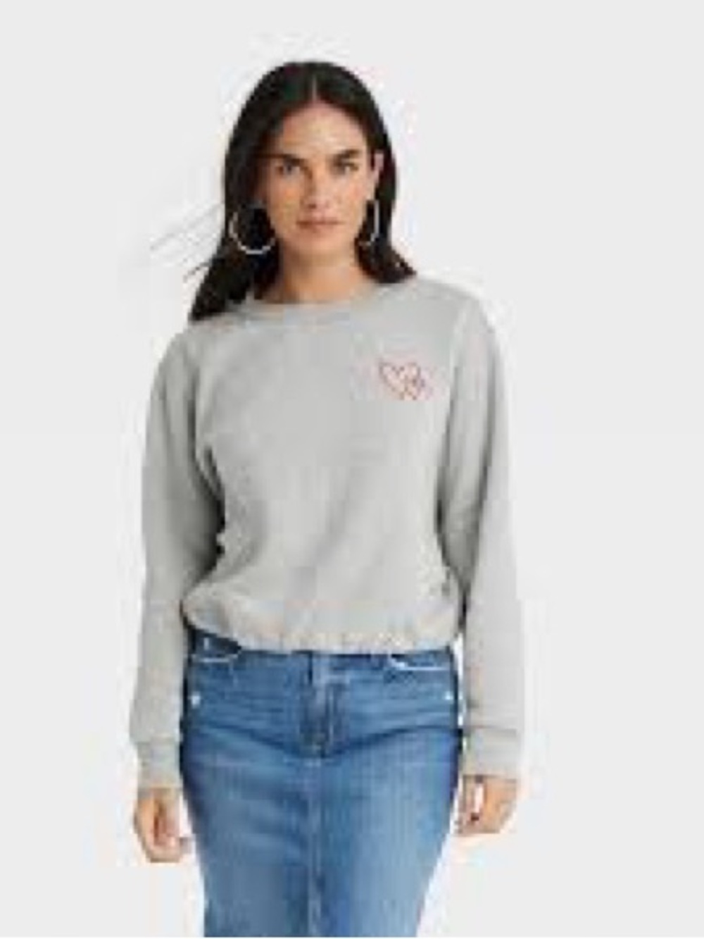 Universal Thread Gray Crewneck Bubble Sweatshirt Heart Large